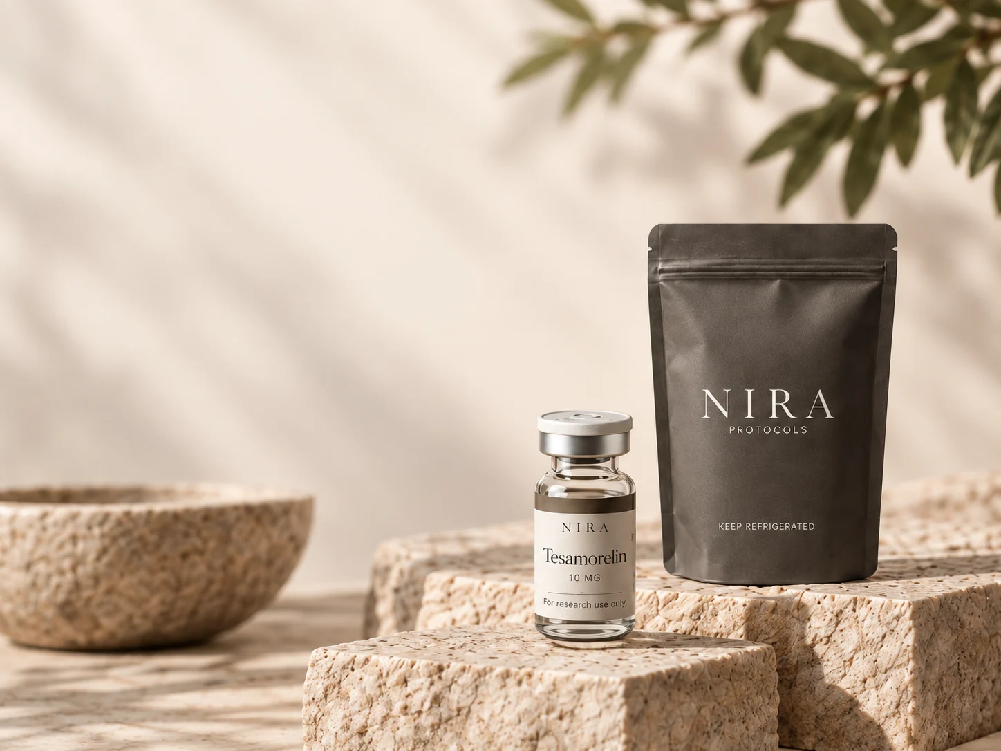 NIRA product bag and vial